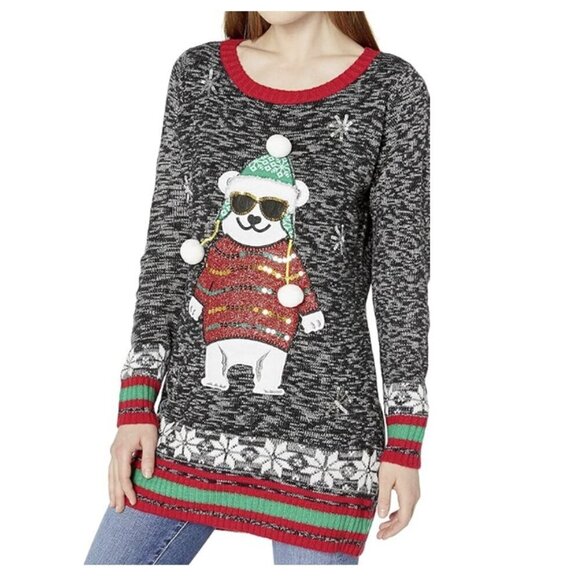 🏆United States Sweaters Polar Bear Crew Neck Knit Ugly Christmas Sweater - Picture 1 of 9